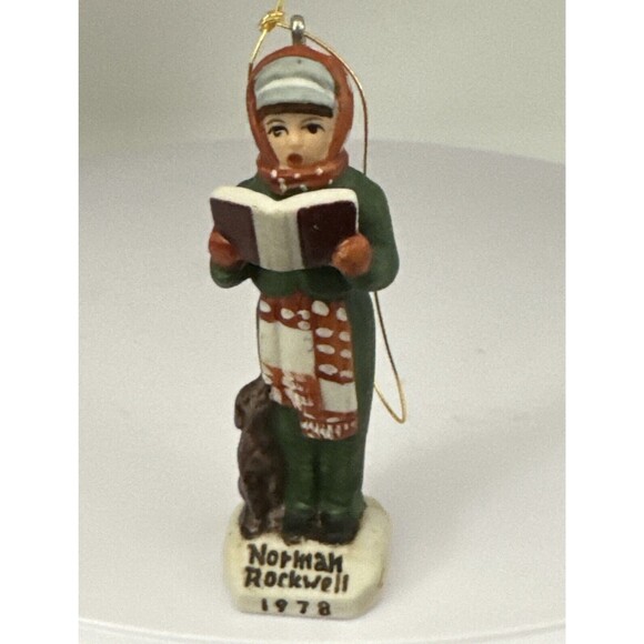 Vtg 1978 Norman Rockwell Christmas Ornament Carolee Caroler Ceramic 3.5" - Picture 1 of 9